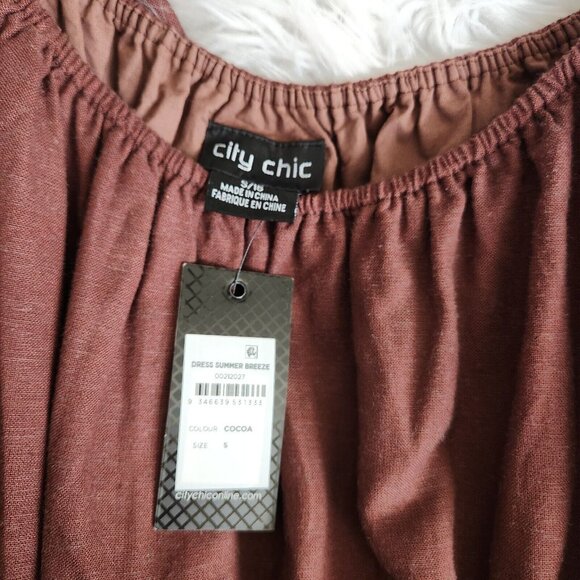 City Chic Dress Women's Small 16W Linen Blend Tiered Summer Breeze NWT - Picture 3 of 16